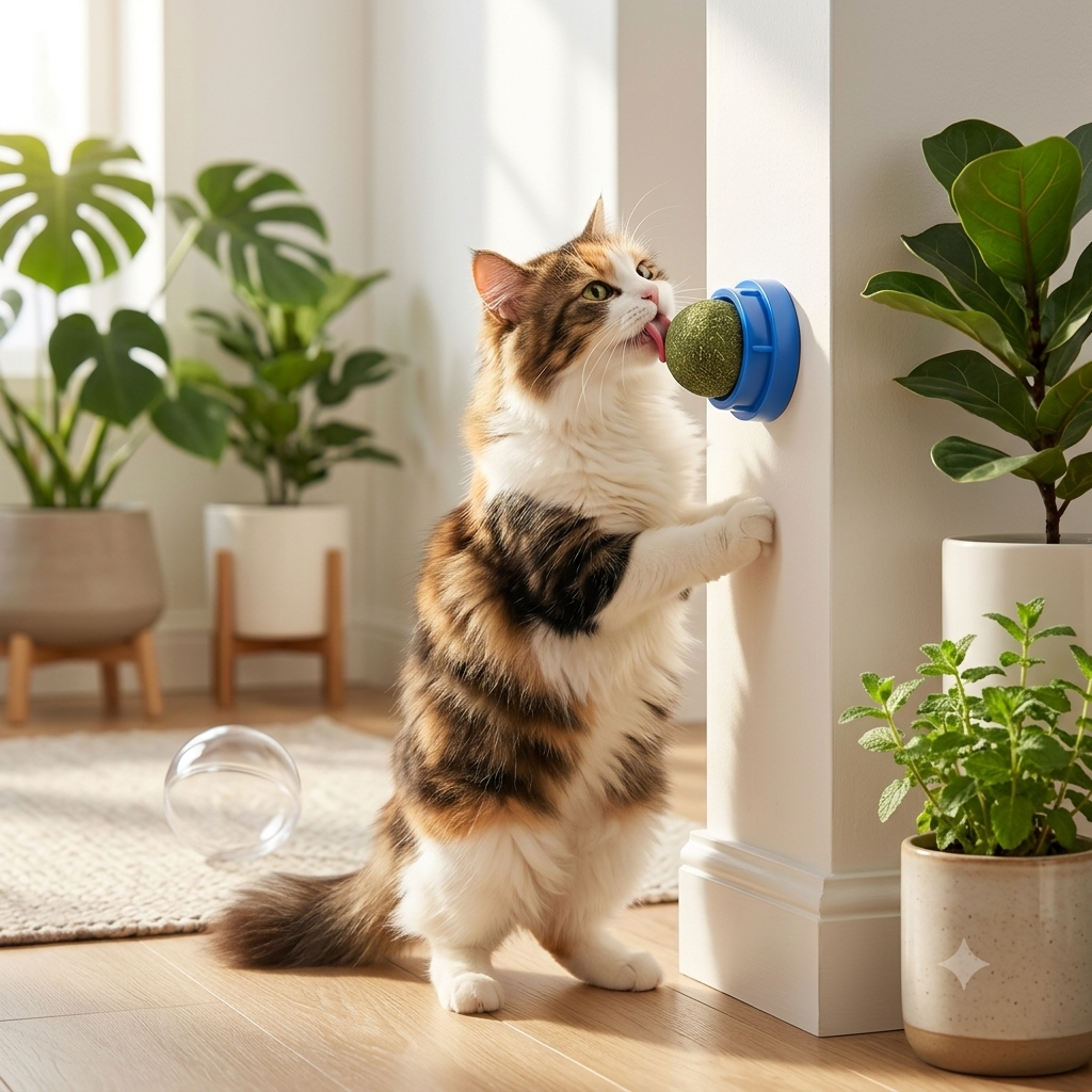 Wall High Ball — Catnip Stick-On Wall Toy